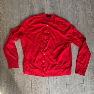 Ann Taylor Red Button Down Long Sleeve Sweater